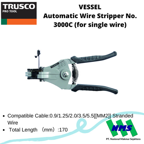 TRUSCO 124-4396 VESSEL Automatic Wire Stripper No 3000C Pengupas Kabel