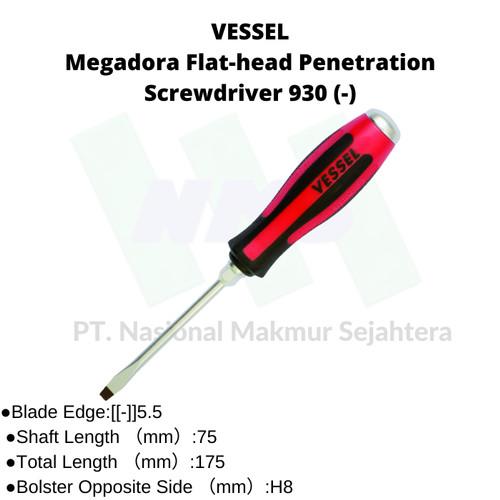 TRUSCO 124-3110 VESSEL Megadora Flat-head Penetration Screwdriver 930