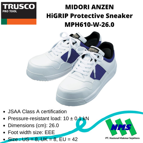 MIDORI ANZEN HiGRIP Protective Sneaker MPH610-W-26.0 Sepatu Safety 42