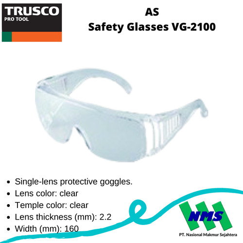 TRUSCO 818-8092 AS Safety Glasses VG-2100