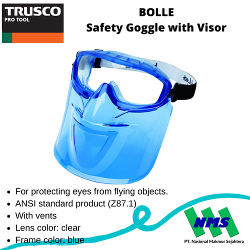 TRUSCO 772-4845 BOLLE Safety Goggle with Visor