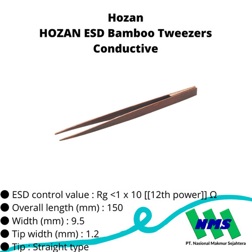 TRUSCO 298-3672 HOZAN ESD Bamboo Tweezers Conductive P-863-150