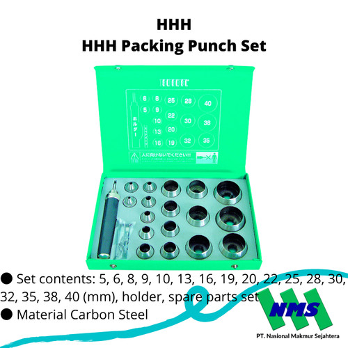 TRUSCO 215-6458 HHH Packing Punch Set 3H-P17