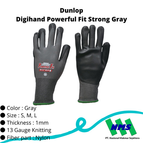 TRUSCO 434-9156 DUNLOP Digihand Powerful Fit Strong Gray