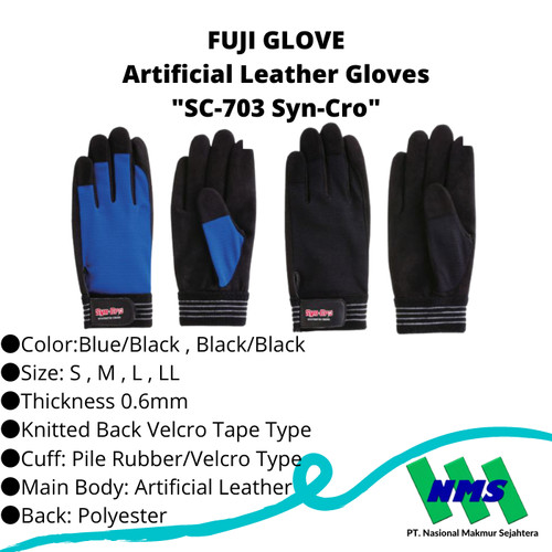 TRUSCO 378-7478 Artificial Leather Gloves "SC-703 Syn-Cro"