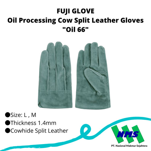 TRUSCO 365-9348 Oil Processing Cow Split Leather Gloves "Oil 66"