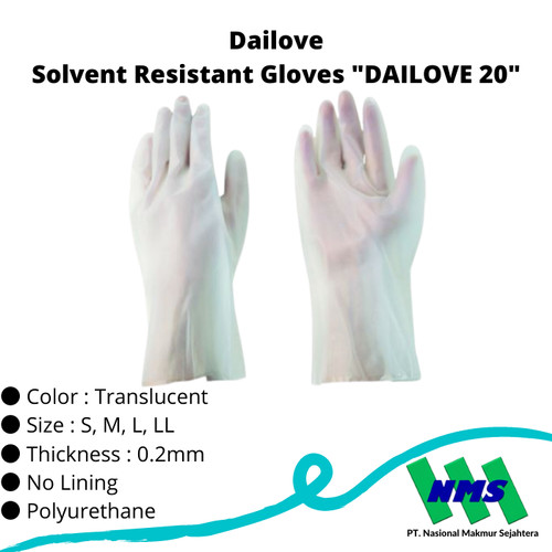 TRUSCO 324-7091 Solvent Resistant Gloves "DAILOVE 20"