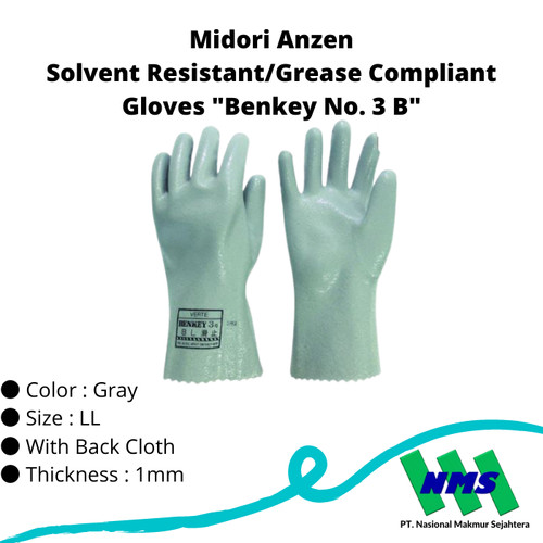 TRUSCO 434-9369 Solvent/Grease Resistant Gloves Benkey No.3B