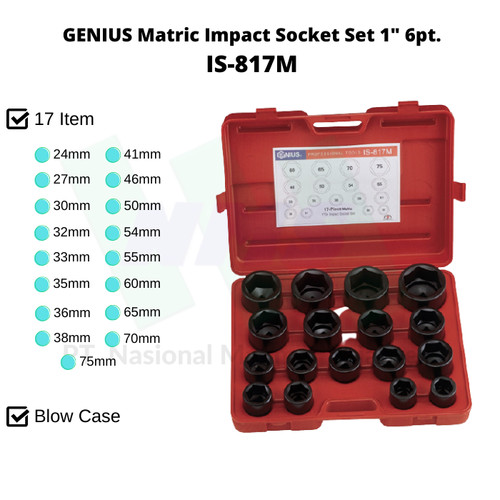 GENIUS Matric Impact Socket Set 1" 6pt. IS-817M