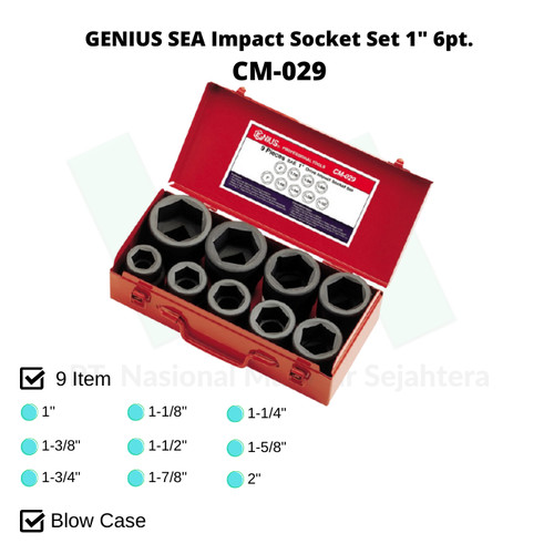 GENIUS SEA Impact Socket Set 1" 6pt. CM-029