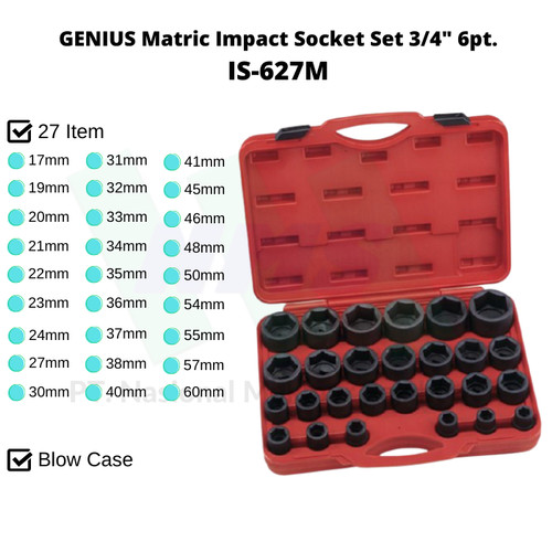 GENIUS Matric Impact Socket Set 3/4" 6pt. IS-627M