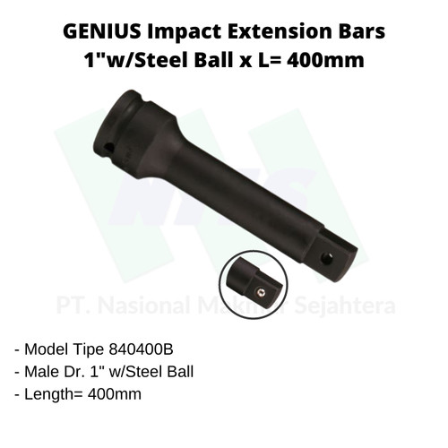 GENIUS Impact Extension Bars 1" w/Steel Ball x L= 400mm