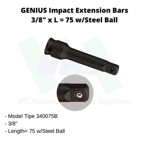 GENIUS Impact Extension Bars 3/8" x L=75mm w/Steel Ball