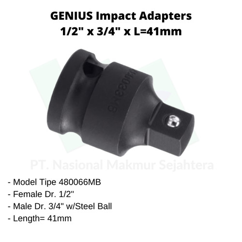 GENIUS Impact Adapters 1/2" x 3/4" x L=41mm