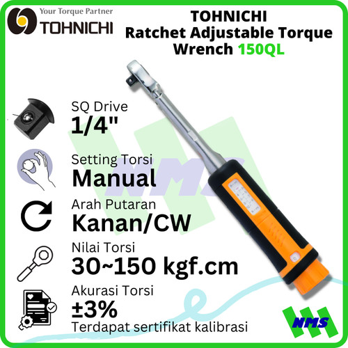 Kunci Torsi 150QL 1/4" 30 - 150 Kgf.cm TOHNICHI (Penawaran)