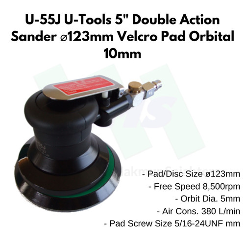 U-55J U-Tools 5" Double Action Sander ⌀123mm Velcro Pad Orbital 10mm