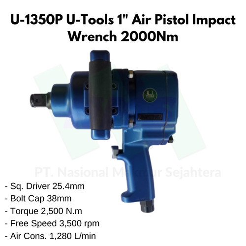 U-1350P U-Tools 1" Air Pistol Impact Wrench 2500Nm