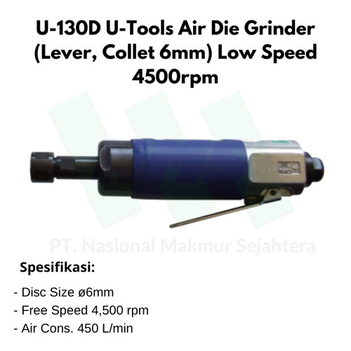 U-130D U-Tools Air Die Grinder (Lever, Collet 6mm) Low Speed 4500rpm