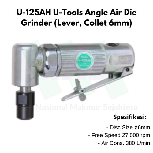 U-125AH U-Tools Angle Air Die Grinder (Lever, Collet 6mm)