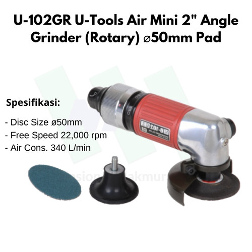 U-102GR U-Tools Air Mini 2" Angle Grinder (Rotary) ⌀50mm Pad