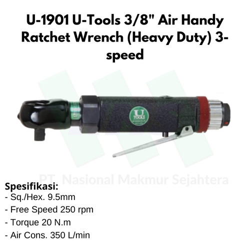 U-1901 U-Tools 3/8" Air Handy Ratchet Wrench (Heavy Duty) 3-speed