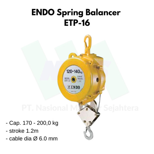 Spring Balancer Cap. 170-200kg stroke 1.2m ENDO ETP-16