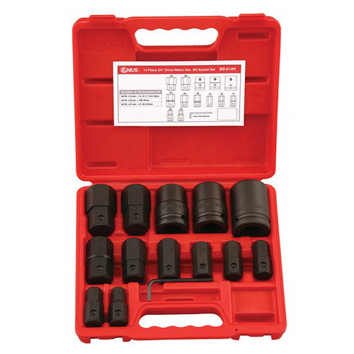 Hex Bit Socket Set SQ 3/4" L14mm-32mm Genius BS-614H (14pcs/set)