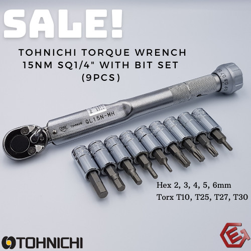 PROMO TOHNICHI 15Nm Sq1/4" with Bit Set (9pcs)