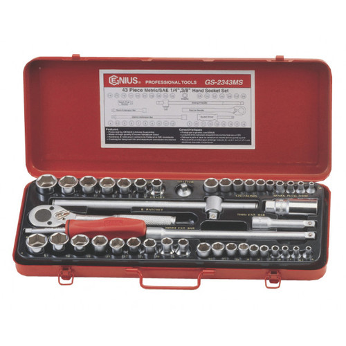 Socket Set 6pt. SQ 1/4" & 3/8" Genius GS-2343MS 43 pcs/set