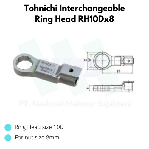 Tohnichi Interchangeable Ring Head RH10Dx8 untuk Kepala 10D Baut 8mm