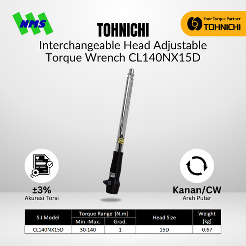 Kunci Torsi CL140Nx15D TOHNICHI Interchangeable Torque Wrench