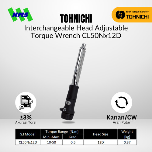 Kunci Torsi CL50Nx12D TOHNICHI Interchangeable Torque Wrench