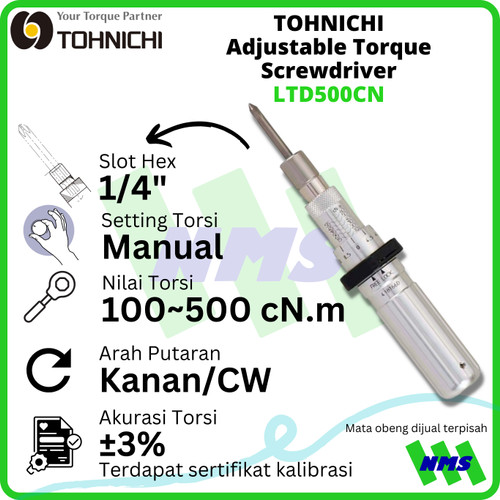 Obeng Torsi LTD500CN 100-500cNm TOHNICHI Adjustable Torque Screwdriver