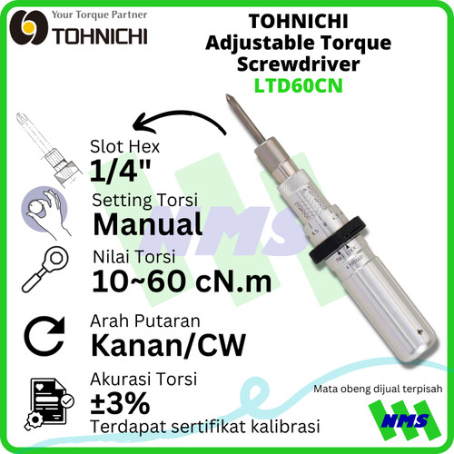 Obeng Torsi LTD60CN (10-60 cNm) TOHNICHI Torque Screwdriver