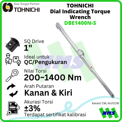 Kunci Torsi DBE1400N-S 1400Nm 1" TOHNICHI Dial Torque Wrench