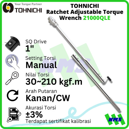 Kunci Torsi 21000QLE 1" 5.000-21,000 kgf.cm TOHNICHI Torque Wrench