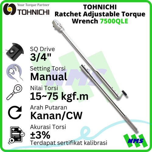 Kunci Torsi 7500QLE 3/4" 1500~7500 kfg.cm TOHNICHI Torque Wrench