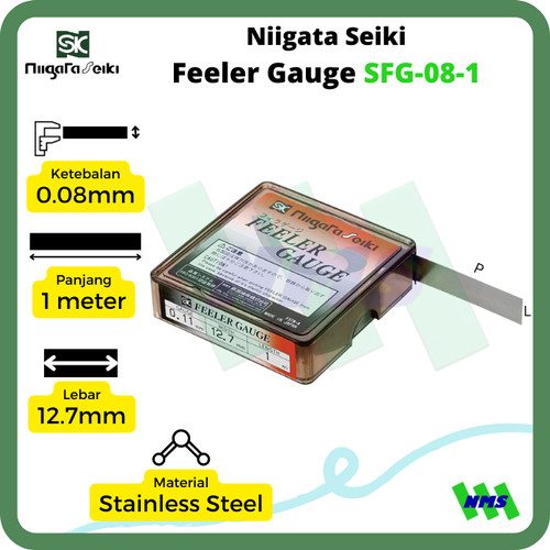 Feeler gauge stainless steel SFG-08-1 (0,08mm x 1 m)