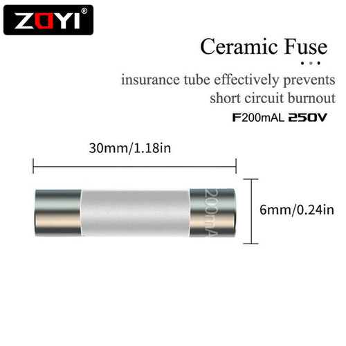 ZOYI Fuse Keramik Fuse For Multimeter Instrument 200mA 6mm x 20mm 250V