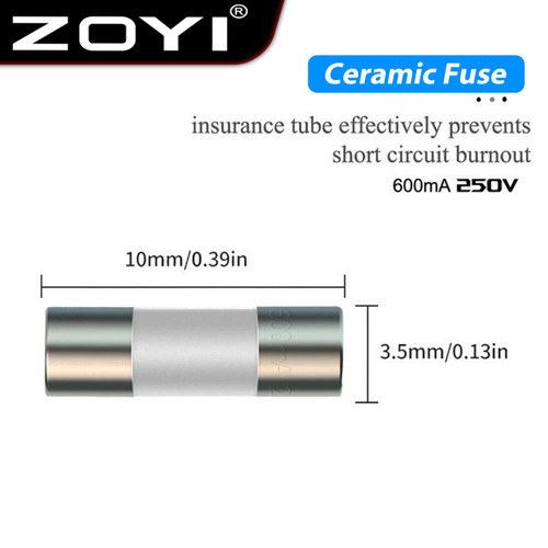 ZOYI Fuse Keramik Fuse For Multimeter Instrument 600mA 3.5mmx10mm 250V