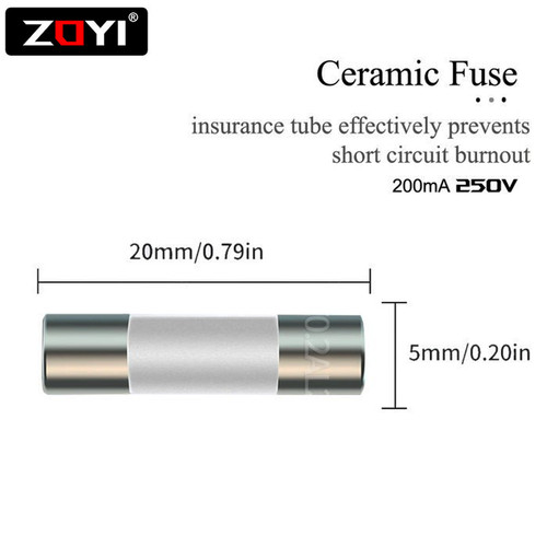 ZOYI Fuse Keramik Fuse For Multimeter Instrument 200mA 5mm x 20mm 250V