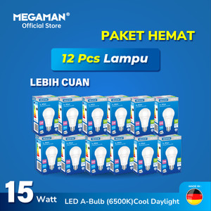 Paket 1 Lusin 12 PCS Lampu LED 15W MEGAMAN YTA70Z1 Original Grosir Hemat