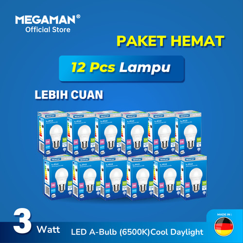 Paket 1 Lusin 12 PCS Lampu LED 3W MEGAMAN YTG45Z1 Original Grosir Hemat