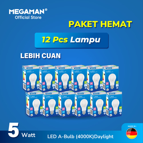 Paket 1 Lusin 12 PCS Lampu LED 5W MEGAMAN YTA55Z4 Original Grosir Hemat