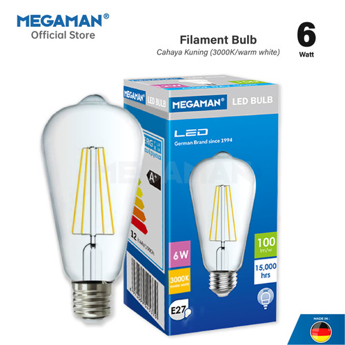 Lampu Filamen LED 6 Watt Edison Cafe Megaman AM YTFST64 Kuning