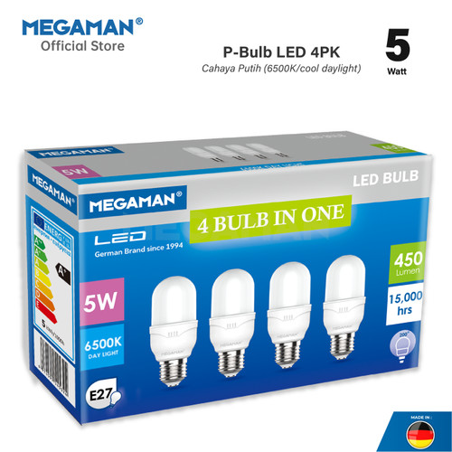 4 in 1 Combo Lampu LED 5 Watt Megaman YTP38Z1  4PK Putih 6500k