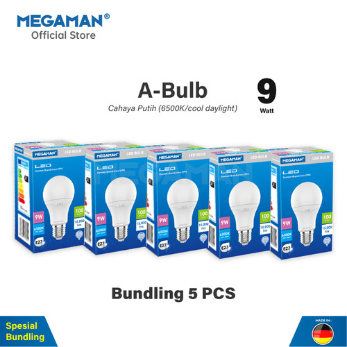 Lampu Megaman Bundling 5  Bohlam LED YTA60Z1 9Watt 6500K (Cahaya Putih)