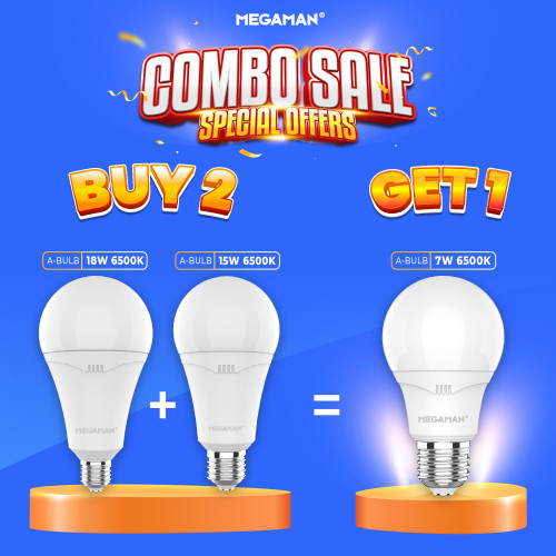 Bundle Lampu LED Megaman YTA 15W+YTA 18W = Free YTA 7W 6500k (Cahaya Putih)