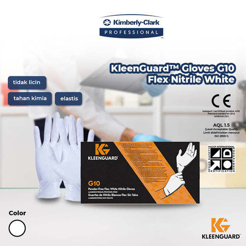 KLEENGUARD G10 Flex White Nitrile Gloves - Sarung Tangan Nitril