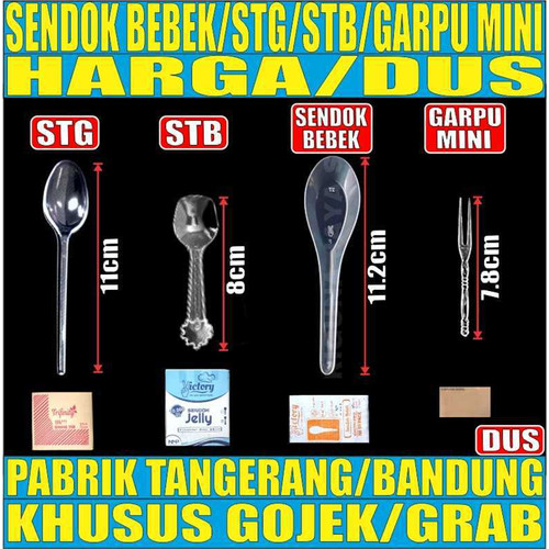 Sendok Teh Puding STG atau Sendok Jelly Eskrim STB atau Garpu mini atau Sendok Bebek Plastik Per Dus Gjk